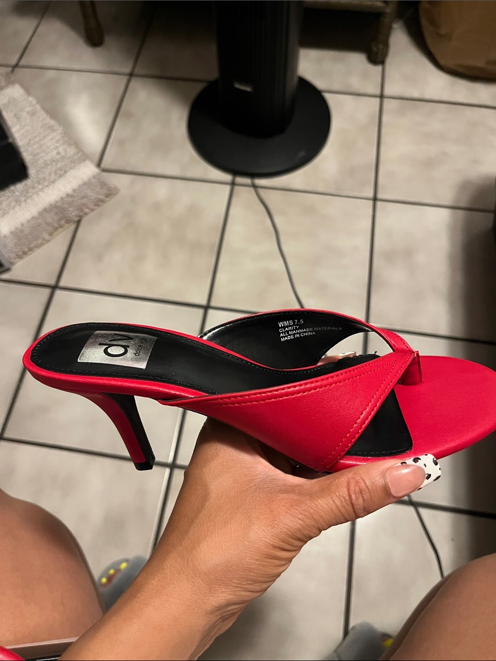 Dolce Vita Red Slip-On Mid Heel Sandal